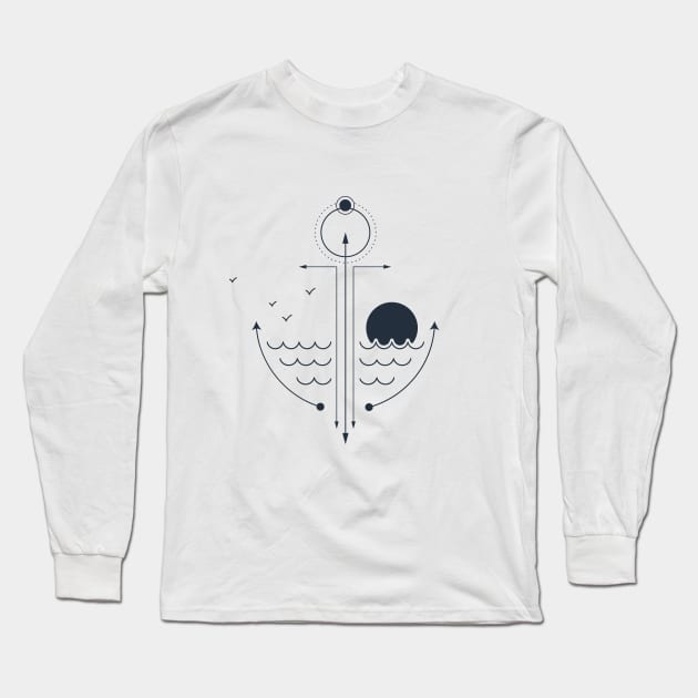 Sea. Sun. Anchor. Creative Double Exposure Long Sleeve T-Shirt by SlothAstronaut